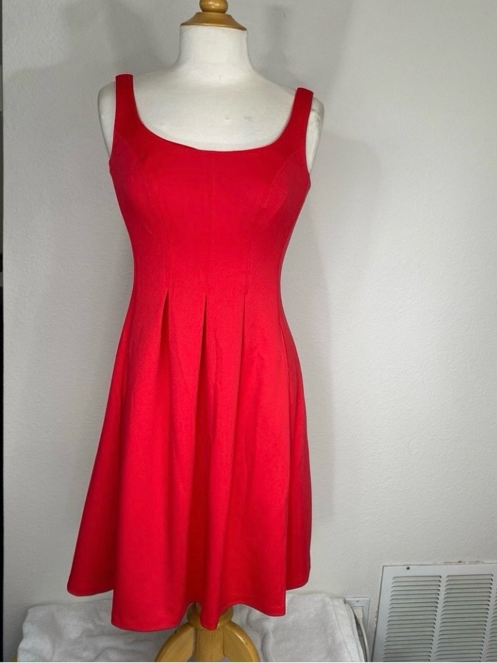 Nine West Women's Red Pink Fit & Flare Mini Dress Size 2 Classic Preppy Girly